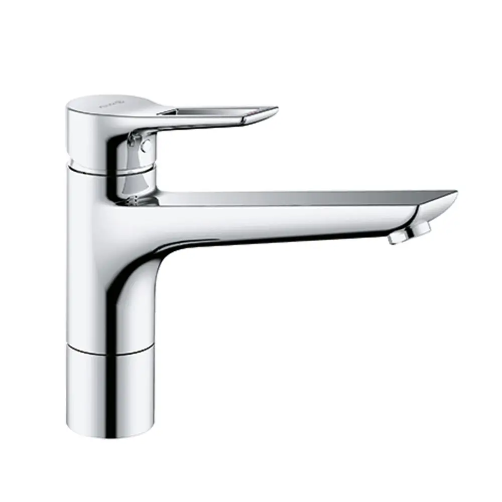 Kludi-Wasserhahn mit schmalem Auslauf und Bügelhebel in chrom. Geeignet für die Unterfenstermontage.